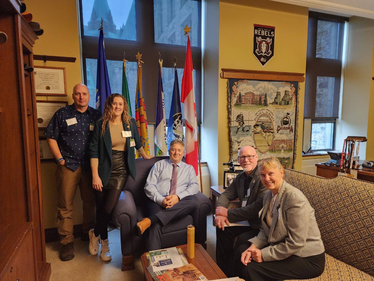 Left to Right: Mike Scott, NWTRPA, Laine Wilson, Rec MB, the Honourable Blaine Calkins, MP, Red Deer/Lacombe, Todd Shafer, SPRA CEO, Susan Laurin, ARPA.